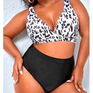 SHEIN leopard and black two piece swimsuit.